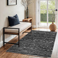 3x4 Area Rug Washable Moroccan: Non Slip Entryway Floor Mat Black