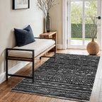 3x4 Area Rug Washable Moroccan: Non Slip Entryway Floor Mat Black