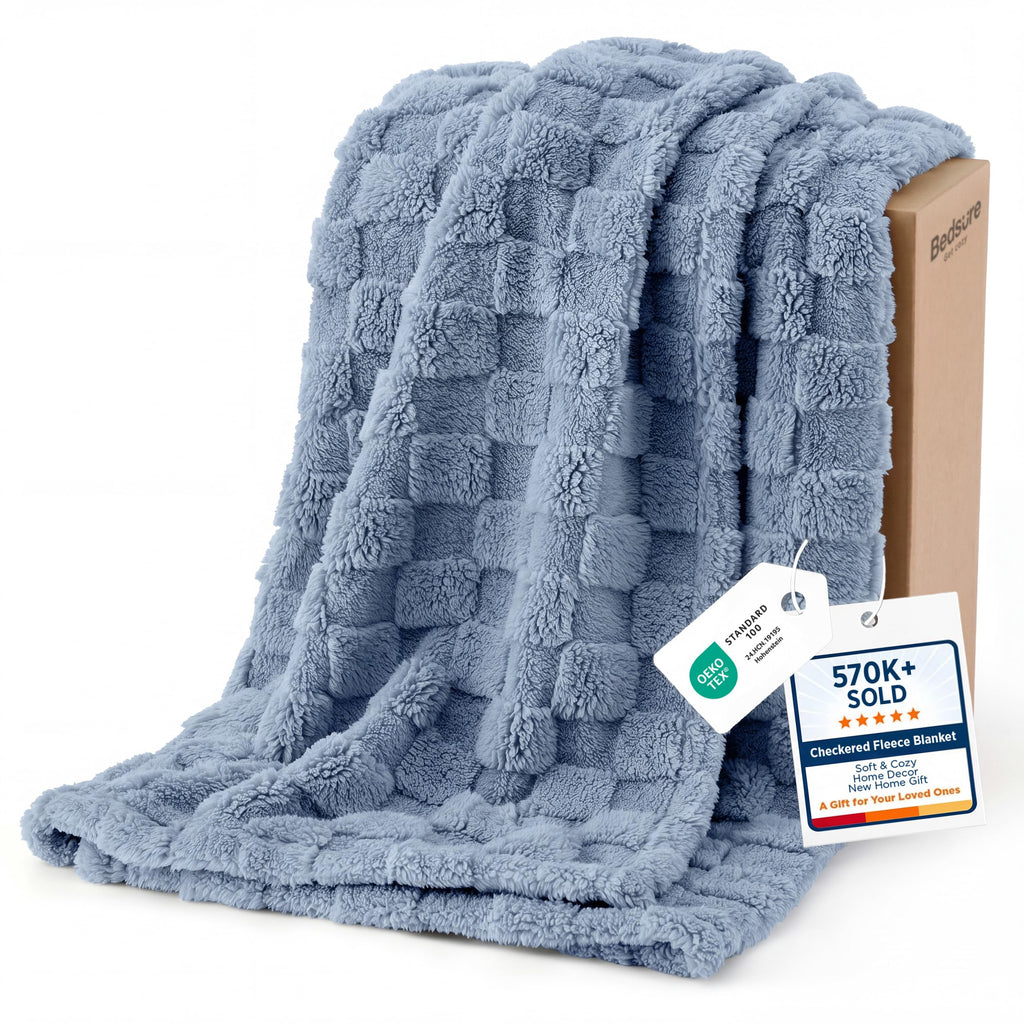 Bedsure GentleSoft Twin Blanket for Bed Ashley Blue - Super Soft Cozy Blankets for Kids Girls, Cute Fuzzy Fleece Throws for Bedroom Couch, 60x80 Inches