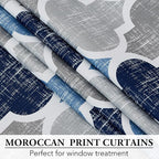 Beauoop Moroccan 100% Blackout Sliding Door Curtains Blue Grey 100x84 1 Set