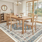 Madane 5x7 Area Rugs for Living Room, Stain Resistant Washable Rugs, Non-Slip Backing Area Rug, Vintage Home Decor Rug for Bedroom (Navy Blue, 5'x7')