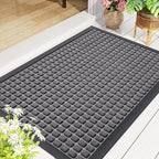 Smiry Front Door Mat Outside Entrance, Natural Rubber Doormat, 35x23 Inch