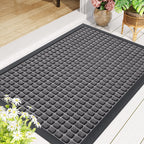 Smiry Front Door Mat Outside Entrance, Natural Rubber Doormat, 47x23 Inch