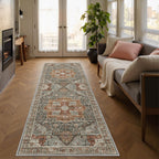 Restydon Runner Rug 2x6, Non Slip Washable Rugs for Hallways,Grey/Brown/Tan