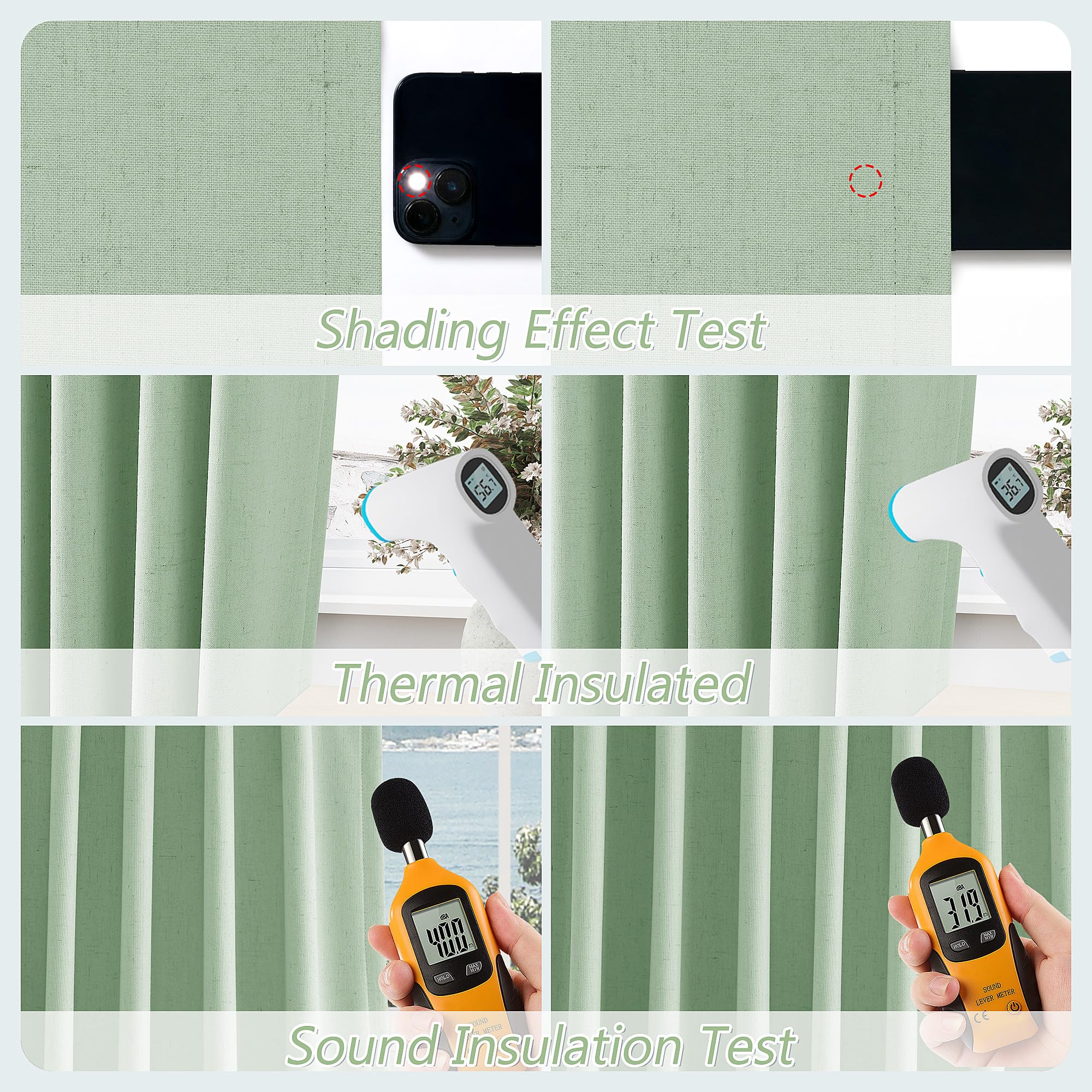 Guken 100% Blackout Curtains 120 Inch Length 2 Panels Set for Living Room Bedroom Back Tab Thermal Insulated Black Out Linen Drapes Room Darkening Window Curtains Aqua Green 52x120