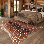 AROGAN Premium Deer Print Rug 4.6x5.2 Feet, Machine Washable Faux Fur Rug, Non-Slip Animal Print Hide Deer Skin Area Rug for Bedroom Living Room Home Decor