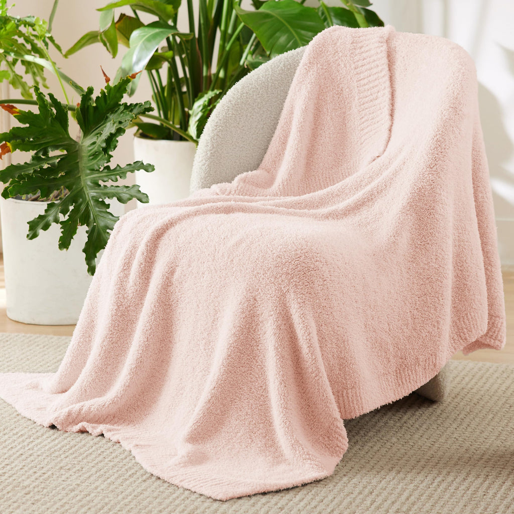Bedsure GentleSoft Pink Checkered Throw Blanket for Couch - Soft Cozy Fluffy Blanket, Lightweight Warm Knit All Season Plaid Blankets for Bed Sofa, Birthday, for Women, 50x60 Inches