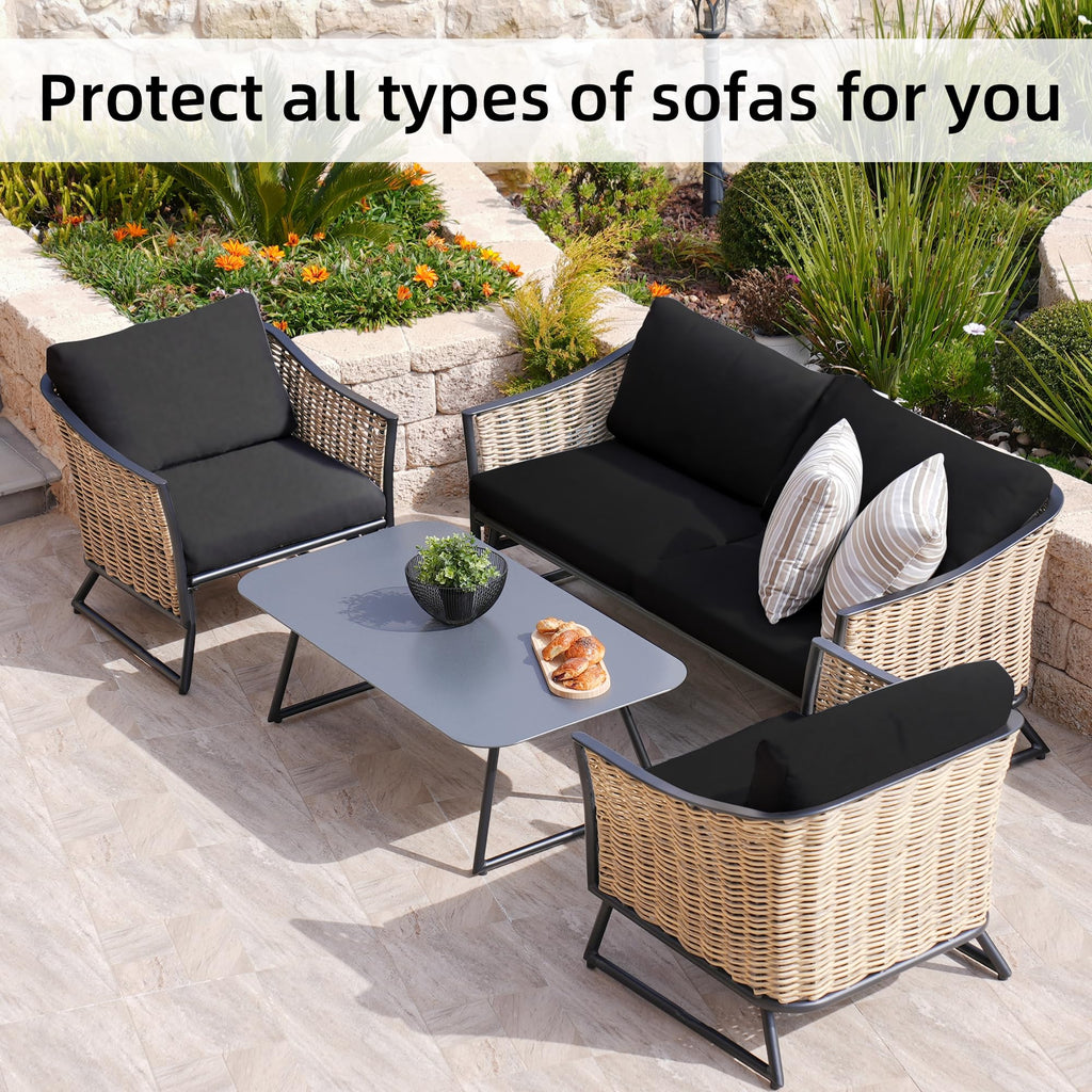 8 Piece Outdoor Cushion Covers, Patio Sofa Cushion Covers, Stretch Fit