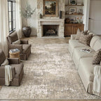 PureCozy Beige Area Rug 6x9 Machine Washable Modern Abstract Living Room Carpet Non Slip Neutral Low Pile Soft Non Shedding Bedroom Contemporary Large Rug Indoor Office Dining Room Playroom