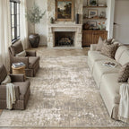PureCozy Beige Brown Area Rug 8x10 Modern Abstract