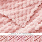 EXQ Home Fleece Throw Blanket for Couch or Bed - 3D Imitation Turtle Shell Jacquard Decorative Blankets - Cozy Soft Lightweight Fuzzy Flannel Blanket Suitable for All Seasons(50"×60",Pink)