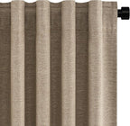 Topfinel Taupe Burlap Linen Blackout Curtains 63 Inches Long 2 Panels for Small Window Boho Farmhouse Linen Blend Texture Insulated Hook Belt Back Tab Pocket Pleated Drapes Fall Home Decor(W52 x L63)