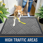 OLANLY Front Door Mat Outside Entrance 47x23, Absorbent, Heavy Duty Sturdy Natural Rubber Doormat Indoor Outdoor, Stain and Fade Resistant, Non-Slip Low Profile Floor Mat for Entryway, Grey Diamond