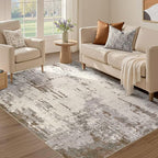 UERMEI 4x6 Area Rug Living Room Rugs - Washable Neutral Modern Abstract Soft Thin Rug Indoor Floor No Slip Rug Carpet for Bedroom Under Dining Table Home Office Decor - Brown/Grey/Beige