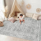 Washable Area Rug 5x7: Moroccan Rug for Living Room Geometric Boho Rug Farmhouse Non Slip Stain Resistant Rugs Low Pile Soft Carpet for Bedroom Dining Room Home Office Children Room (Grey,5'x7')