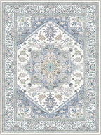 OPPODREAM Soft Area Rugs 9x12 Living Room, Washable Rugs 9x12 with Non Slip Backing, Faux Cashmere Low-Pile 9 x 12 Carpet, Purple & Green & Cream