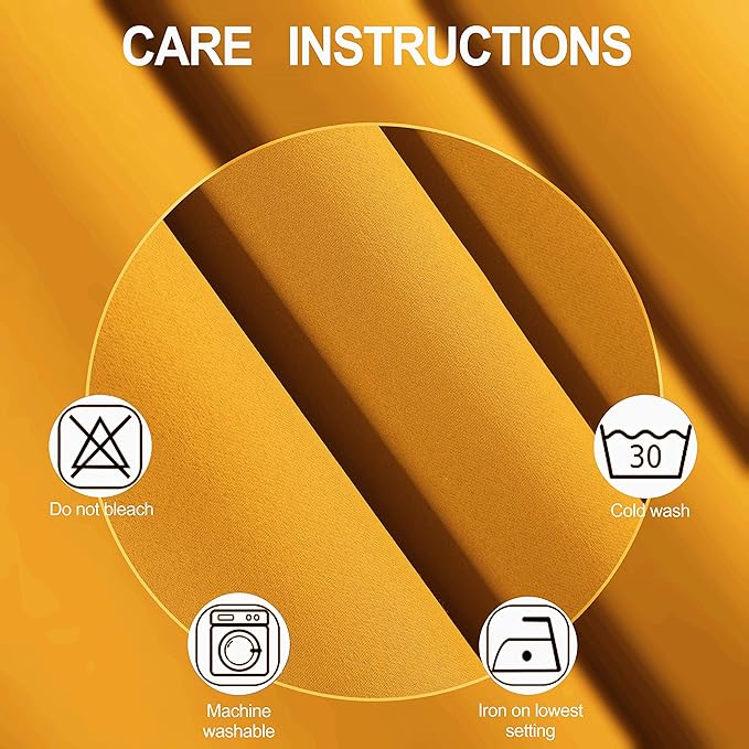 LEMOMO Yellow Thermal Blackout Curtains/42 x 95 Inch/Set of 2 Panels Room Darkening Curtains for Bedroom