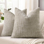decorUhome Light Brown Chenille Throw Pillow Covers 18x18 Set of 2 Textured Soft Cozy Slubby Couch Pillow Covers Modern Farmhouse Boho Decorative Pillow Cases for Bed Sofa Living Room