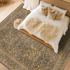 Hazo Haus Washable Living Room Rug 10x12 - Brown Oriental Area Rug for Dining Room Under Table, Low Pile Non-Slip Floor Decor for Bedroom Under Bed - Vintage Earthy Design & Stain Resistance