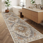 Madane Hallway Runner Rug 2'6''x10' Kitchen Runners Vintage, Turmeric/Grey