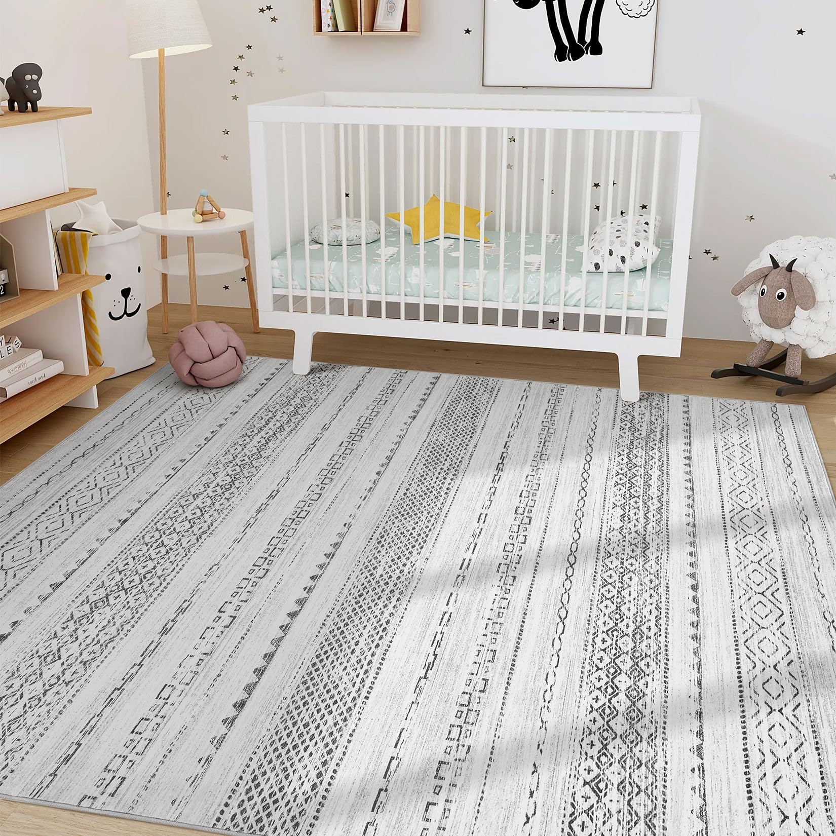 Nakagishi Boho 10x12 Area Rug Living Room Rugs Machine Washable Gray