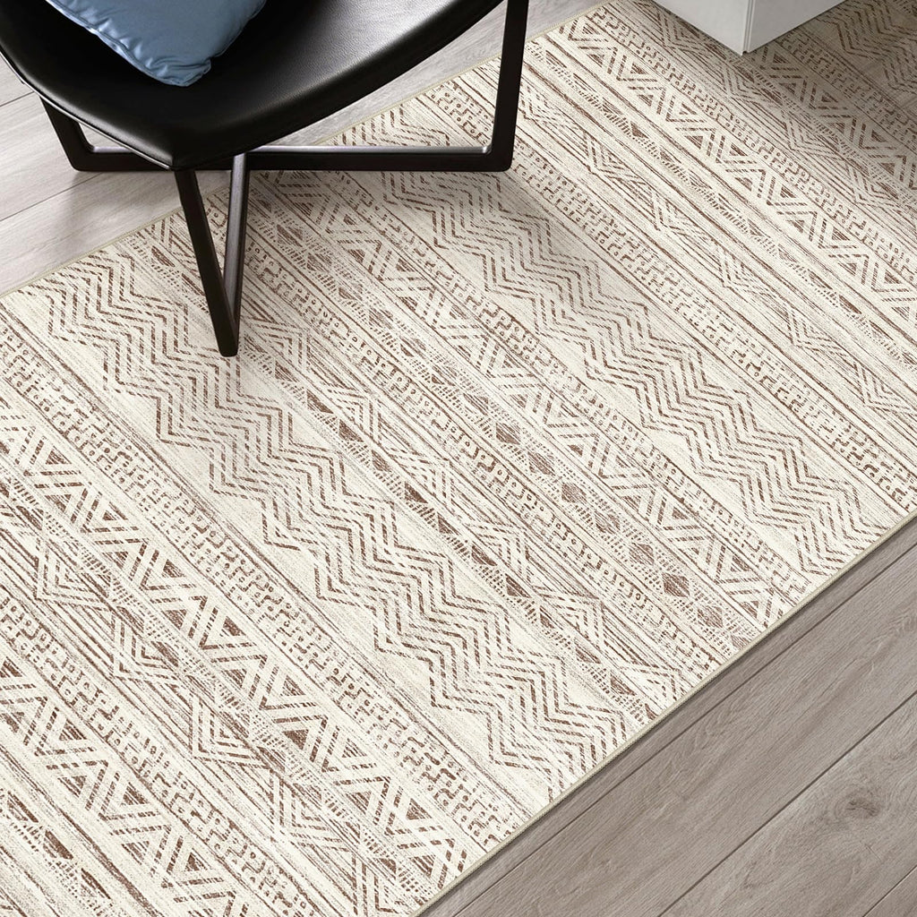 2x4 Runner Rug Washable Moroccan: Non Slip Entryway Throw Rugs Beige