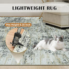6x9 Area Rugs for Living Room Washable Rug: Anti-Skid Abstract Modern Living Room Rug Soft Thin Carpets Indoor Floor Non-Shedding Carpet for Bedroom Dining Farmhouse Nursery Black Gray Gold