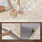 zesthome 5x8 Area Rugs for Living Room,Large Washable Rug,Beige
