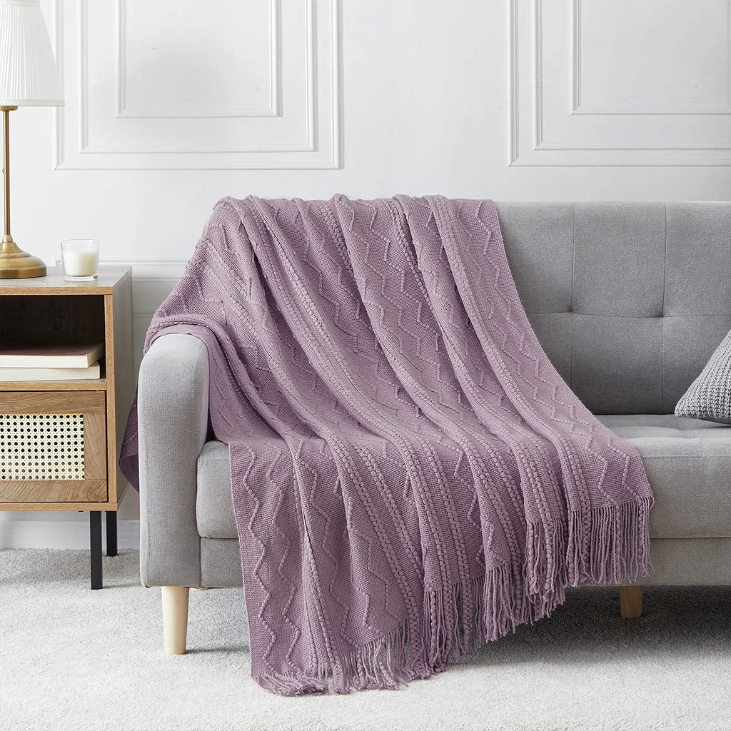 BOURINA Green Throw Blanket 50x60 Inch Boho Knitted Soft Throw Sofa Blanket