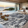PLHXFR Area Rug Living Room: 4x6 Abstract Washable Carpet Black Gold