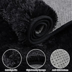5x7 Fluffy Shag Area Rugs for Living Room Bedroom: Soft Plush Carpet Black