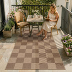 Lahome Checkered Easy Jute 3x5 Outdoor Rug, Washable Rugs for Entryway