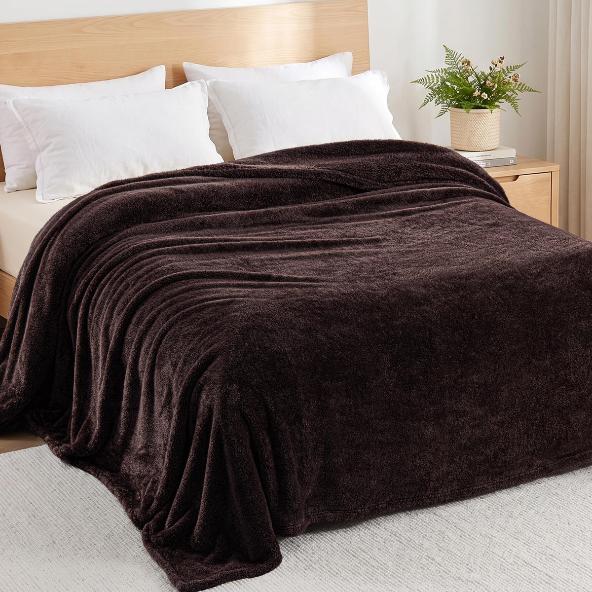Exclusivo Mezcla Fuzzy Plush Fleece Bed Blanket Twin XL Size, Light Grey