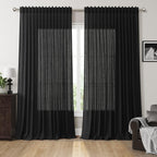 Nanspring Mist Sage Linen Curtains Semi Sheer 96 Inches Long 2 Panels Set for Living Room Back Tab Rod Pocket Light Filtering Drape for Bedroom Modern Farmhouse Coastal Decor Protect Privacy 52x96 — 기타