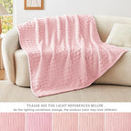 EXQ Home Fleece Throw Blanket for Couch or Bed - 3D Waffle Patchwork Pattern Jacquard Decorative Blankets - Cozy Soft Fuzzy Flannel Blanket Suitable for All Seasons(50"×60",Pink)