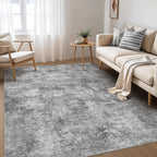 Nakagishi 7x9 Area Rugs Living Room: Washable Abstract Large Neutral Soft Rug Stain Resistant Modern Indoor Floor Non-Slip Carpet for Bedroom Nursery Kids Playroom Office Dining Room Dorm- Grey