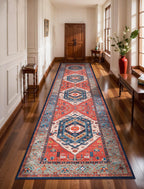 SERISSA 3x12 Washable Non Slip Boho Runner Rug for Hallway，Rust