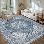 ExpediX 4x6 Area Rugs Living Room: Washable Vintage Rug for Bedroom Blue