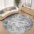 UERMEI 10ft Round Area Rug Living Room Rugs - 10x10 Washable Large Neutral Modern Abstract Soft Thin Rug Indoor Floor No Slip Rug Carpet for Bedroom Under Dining Table Home Office Decor - Grey