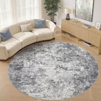 UERMEI 10ft Round Area Rug Living Room Rugs - 10x10 Washable Large Neutral Modern Abstract Soft Thin Rug Indoor Floor No Slip Rug Carpet for Bedroom Under Dining Table Home Office Decor - Grey