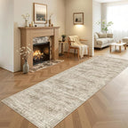 Runner Rug 3x8 Washable Non-Slip Hallway Runner Rugs for Kitchen Bathroom Laundry Room Brown Vintage Floor Carpet Runners for Hallways Entryway