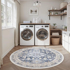 zesthome Washable Round Area Rugs - Non-Slip 6ft Round Rugs, Ultra-Thin Large Circle Rugs for Living Room, Soft Low Pile Rug for Bedroom, Kitchen, Nursery - Vintage Stain Resistant Round Rug