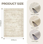 3x4 Washable Area Rug for Entryway, Soft Kitchen Rugs Non Slip for Dining Room, Vintage Abstract Living Room Rug, Thin Area Rugs Indoor for Bedroom, Kids Room Decor(3'x4', Beige/Ivory)