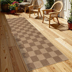 Lahome Checkered Easy Jute Kitchen Runner Rug, 2x8 Outdoor Rugs Washable