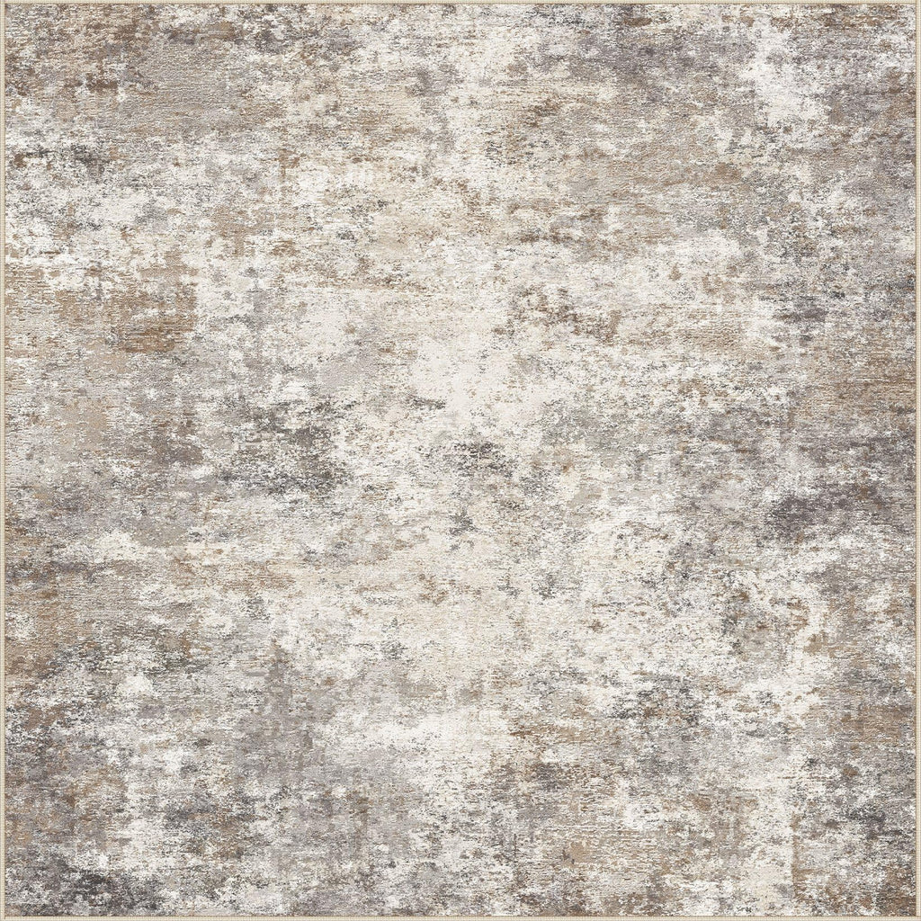 UERMEI Square Area Rugs: Washable 8x8 Neutral Modern Abstract Carpet for Living Room Bedroom - Soft Floor Mat with Non Slip Backing for Kitchen Nursery Dorms Farmhouse Home Decor - Brown Grey