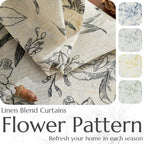 jinchan Black Floral Linen Curtains 108 Inch Farmhouse Rod Pocket 2 Panels