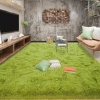 Tepook Fluffy Grass Green Rugs for Living Room Bedroom, 4x6 Soft Area Rug Moss Green Kids Girls Boys Rug, Indoor Plush Shaggy Non-Slip Carpet for Nursery Classroom Dorm Home Decor