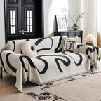 MYSKY HOME Boho Couch Cover Super Soft Couch Covers for 2-3 Cushion Couch Sofa, Modern Black Jacquard Sofa Slipcover Loveseat Futon Cover, Couch Covers for Sectional Sofa, 71" x 102", Black Curve