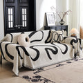 MYSKY HOME Boho Couch Cover Super Soft Couch Covers for 2-3 Cushion Couch Sofa, Modern Black Jacquard Sofa Slipcover Loveseat Futon Cover, Couch Covers for Sectional Sofa, 71" x 102", Black Curve