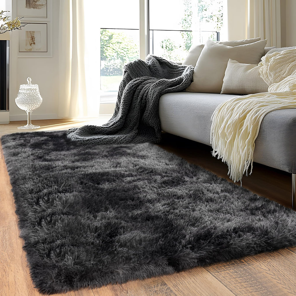 Quntue Runner Rugs for Bedroom 2x6 Rug Runners for Hallways Non Slip Soft Shag Bedside Rug, Fluffy Area Rug Throw Rugs for Living Room, Floor Carpet Runner for Nursery Kids Dorm, Rainbow Purple